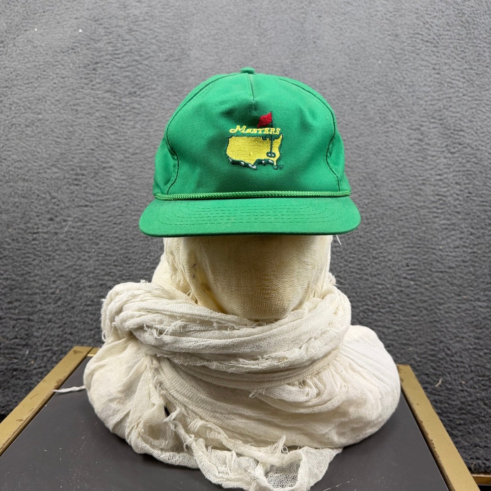 Vintage Masters American Needle Green Golf Hat Leather Strap Made in USA